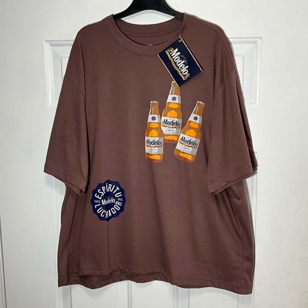 Modelo Especial Fighting Spirit Mens XL Brown Graphic T-Shirt New Lion Beer